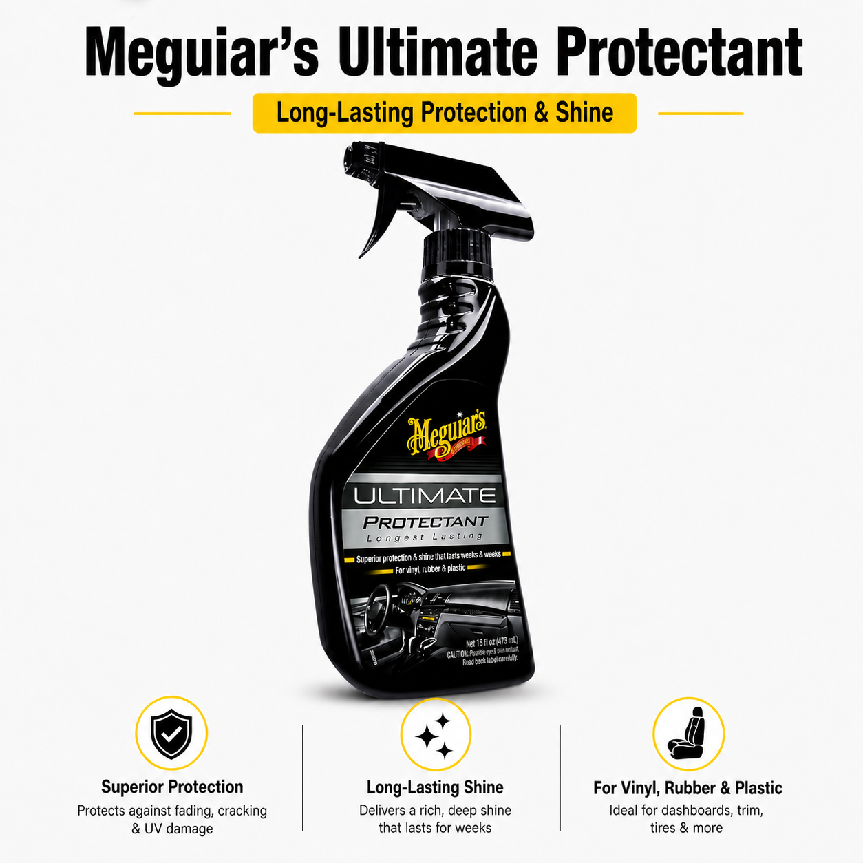 Meguiar’s Ultimate Protectant 473ML | UV Protection for Car Interior & Exterior Trim