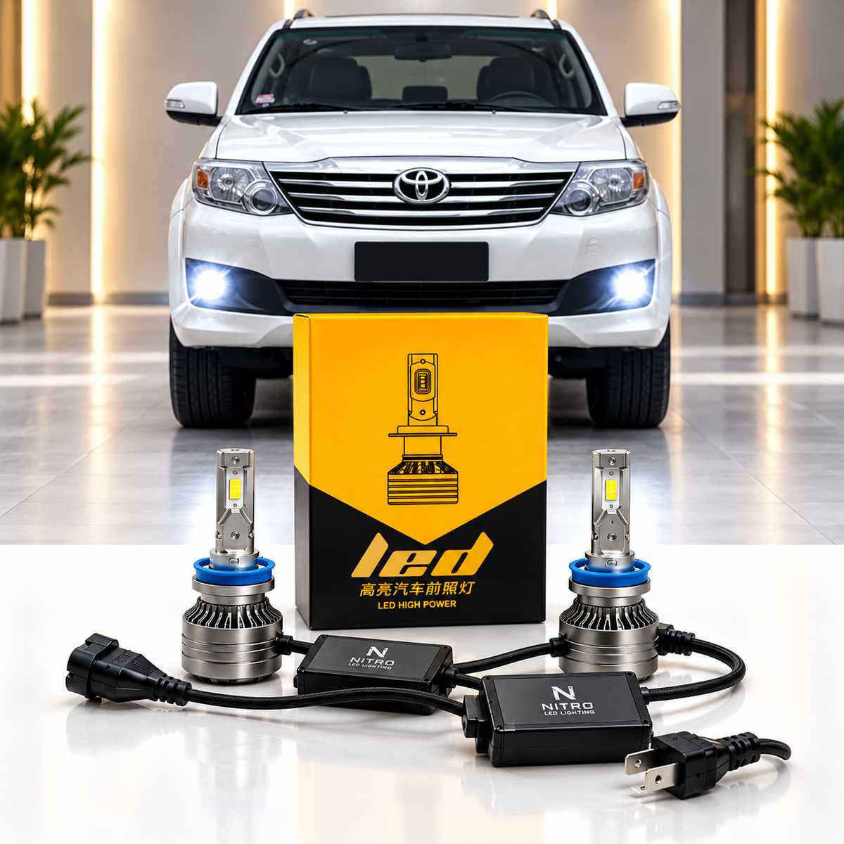 Nitro 1000W LED Fog Lamp Beem Bulbs 9005 Ultra Bright Car Lighting Upgrade