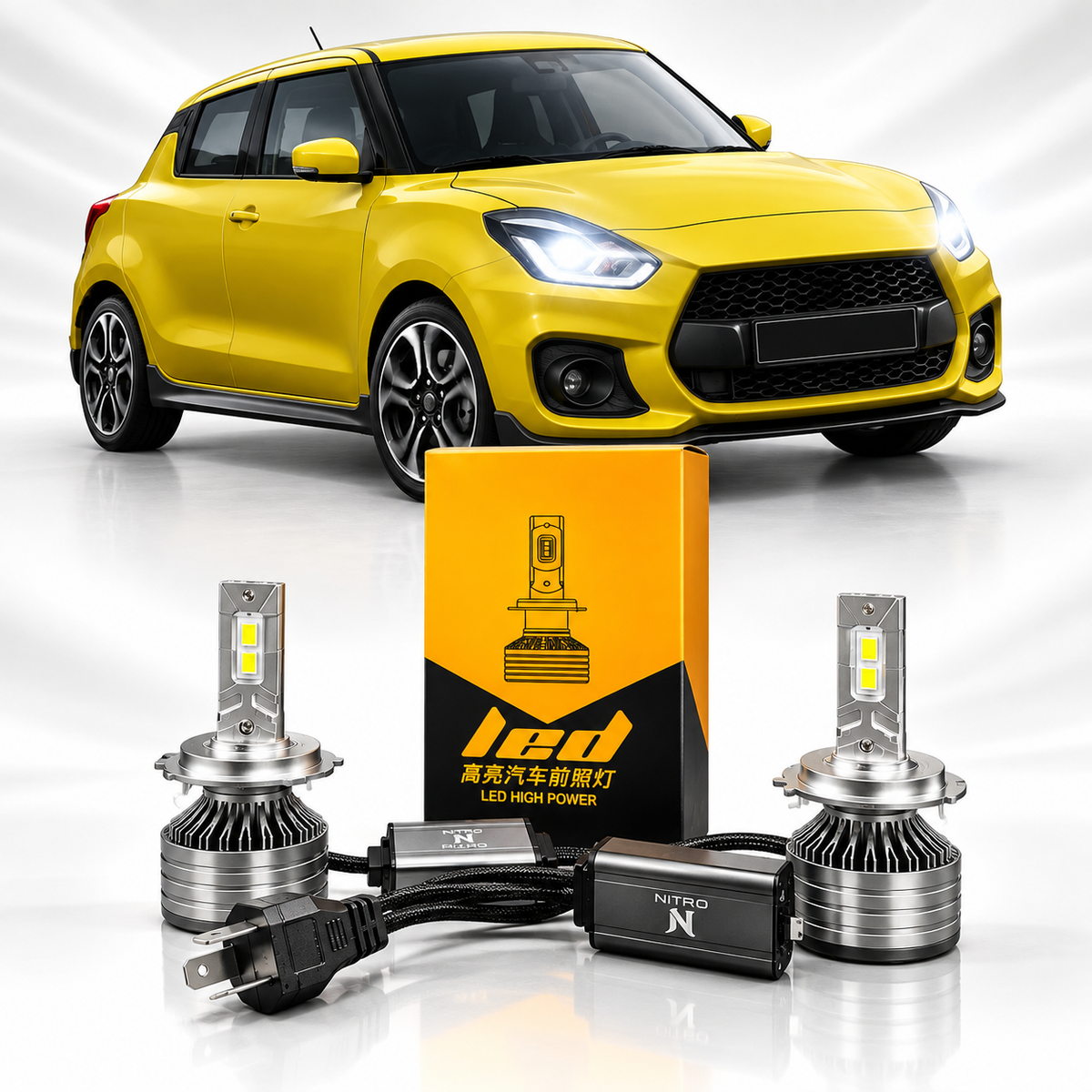 Nitro 1000W LED Headlight Bulbs H4 Ultra Bright Car Lighting Upgrade