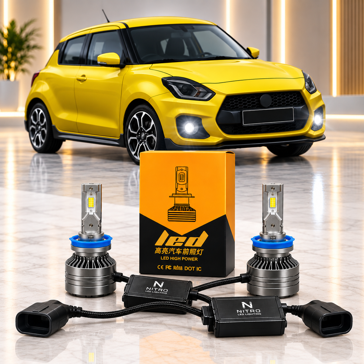 Nitro 1000W LED Foglights Fog Beem Bulbs H11 Ultra Bright Car Lighting Upgrade