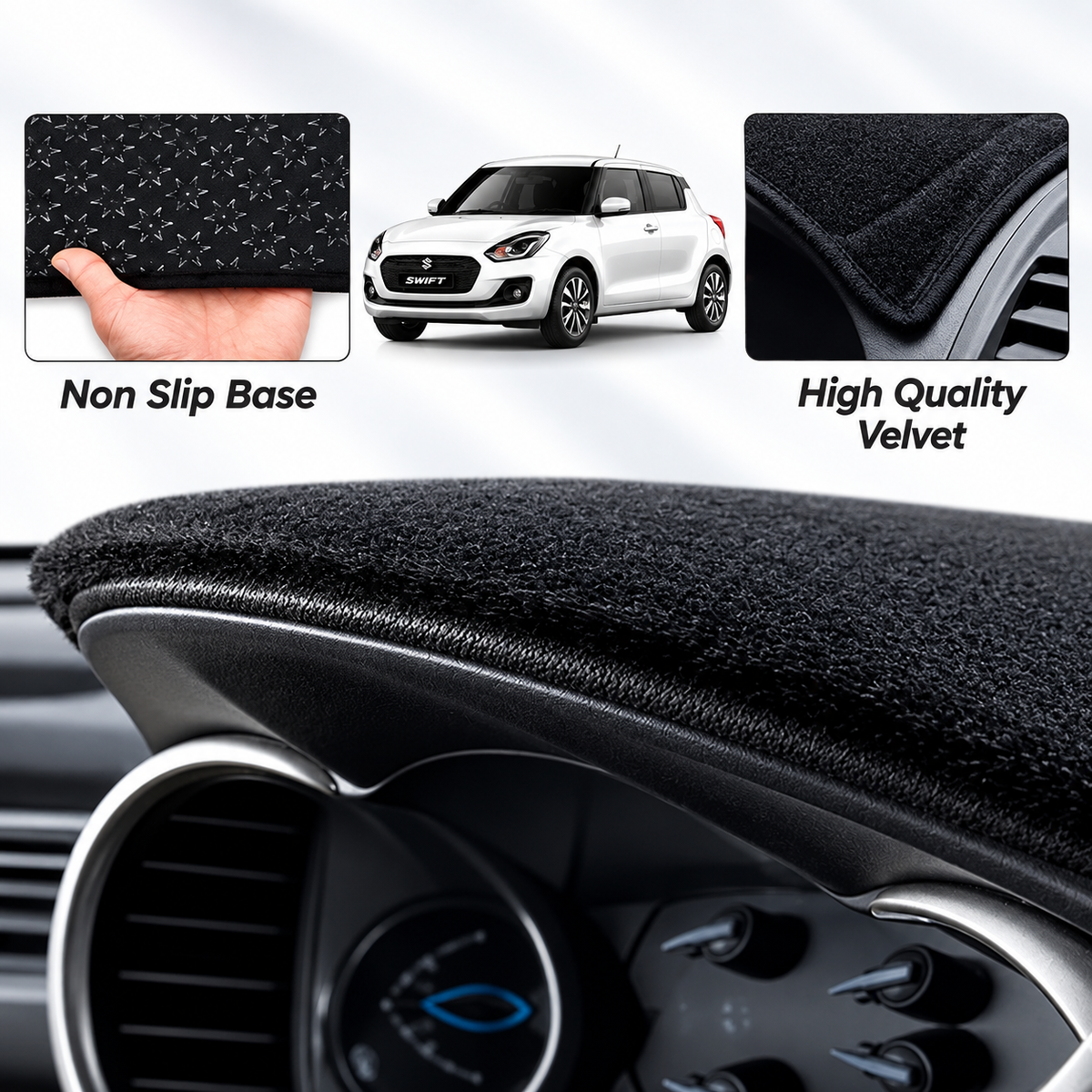 Suzuki Swift 2018–2026 Dashboard Mat Velvet Non-Slip Dash Cover – Custom Fit Sun Protection
