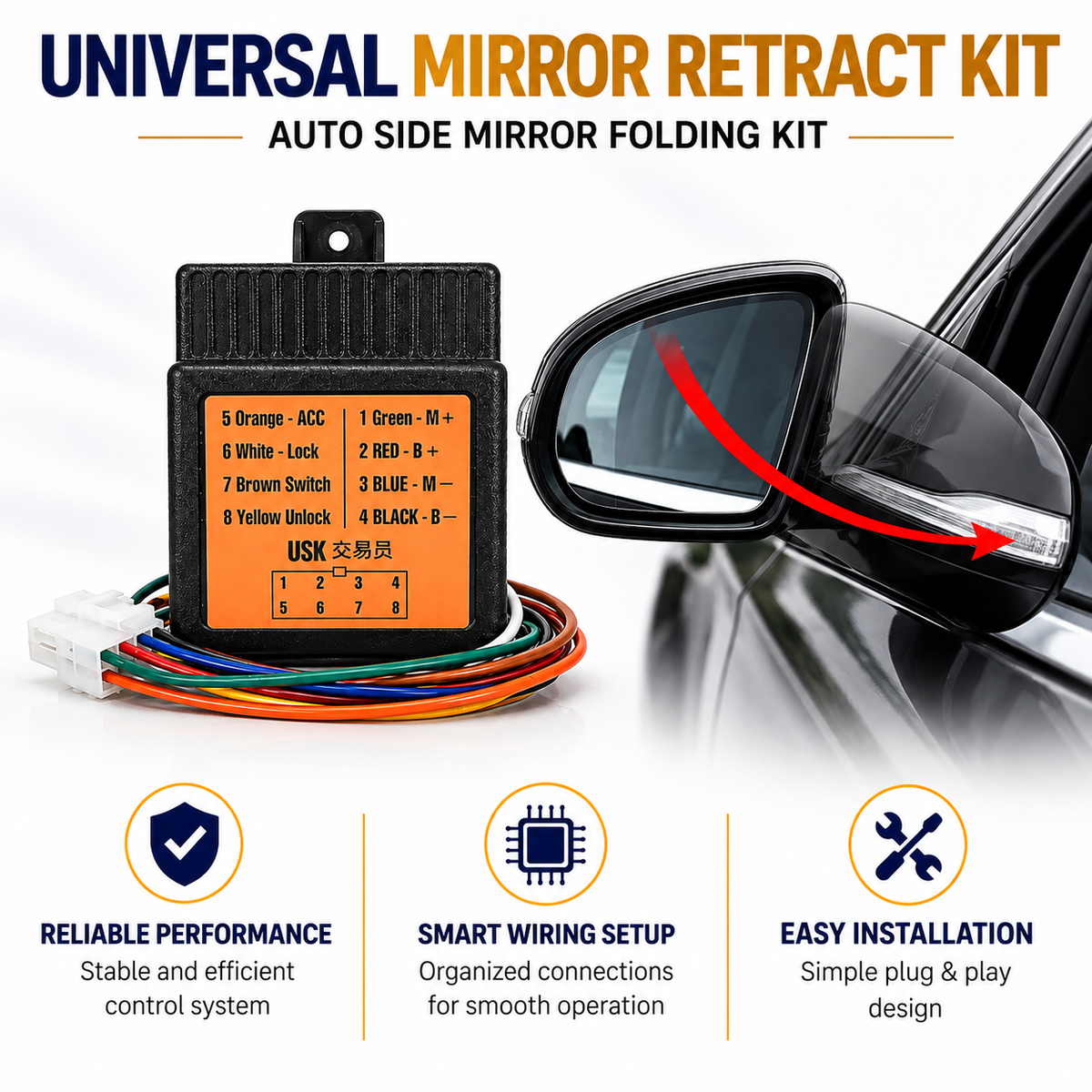 Universal Mirror  Retract Kit | Auto Side Mirror Folding Kit