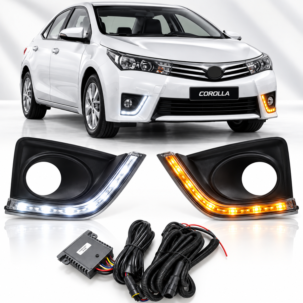 Toyota Corolla 2015-2017 Dlaa Fog Lights DRL - Fog Lamps DRL - Front Bumper DRL