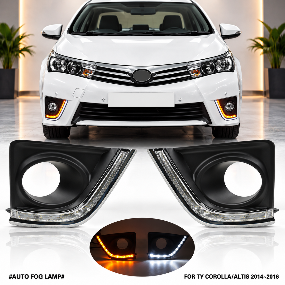 Toyota Corolla 2015-2017 Dlaa Fog Lights DRL - Fog Lamps DRL - Front Bumper DRL