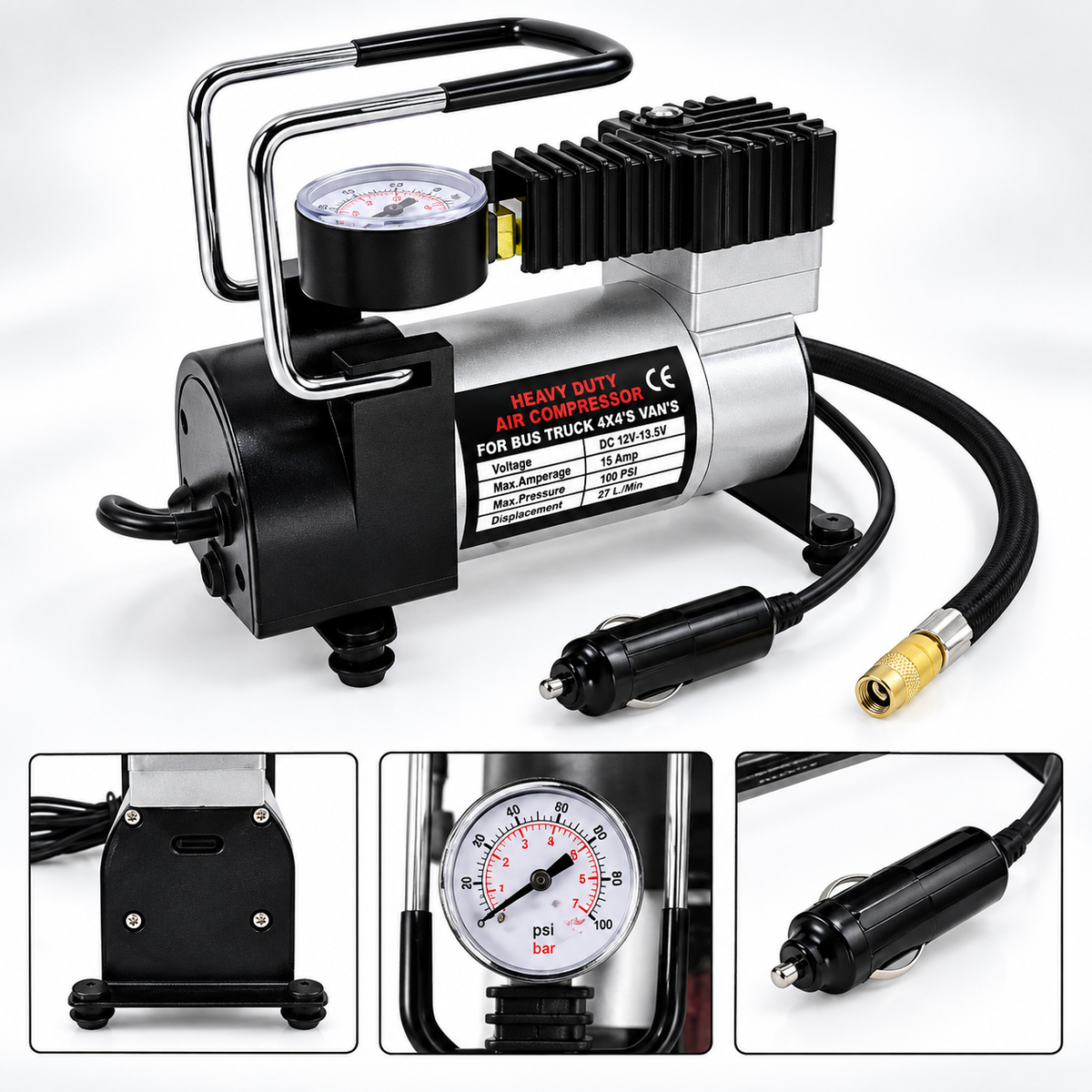 12 Volt Electric Single Compressor pump for Car, Tyre Compressor Car Air Pump