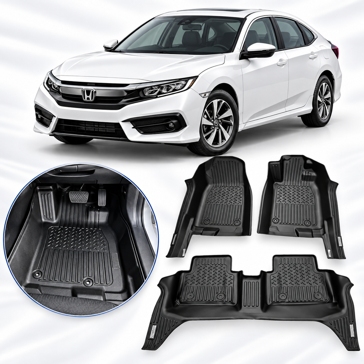 Honda Civic X 2016-2021 TXR TPE Floor Mats  - Car Matts  TXR TPE