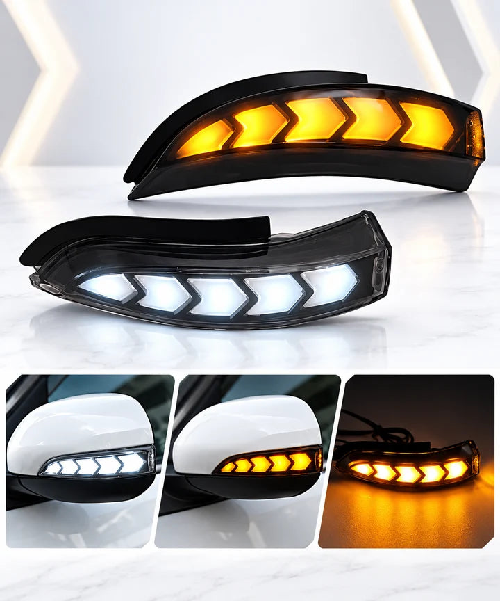 Toyota Yaris 2025-2026 Dynamic Arrow Style Side Mirror Indicators – Trasperent Sequential LED Turn Signal – 1 Pair