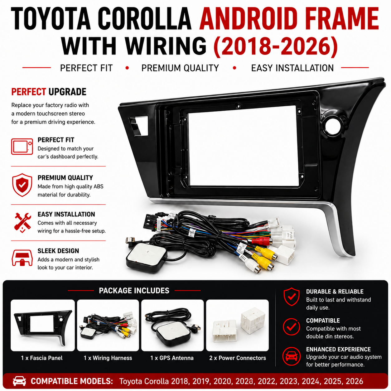 Toyota Corolla Android Frame With Wiring Corolla 18-26