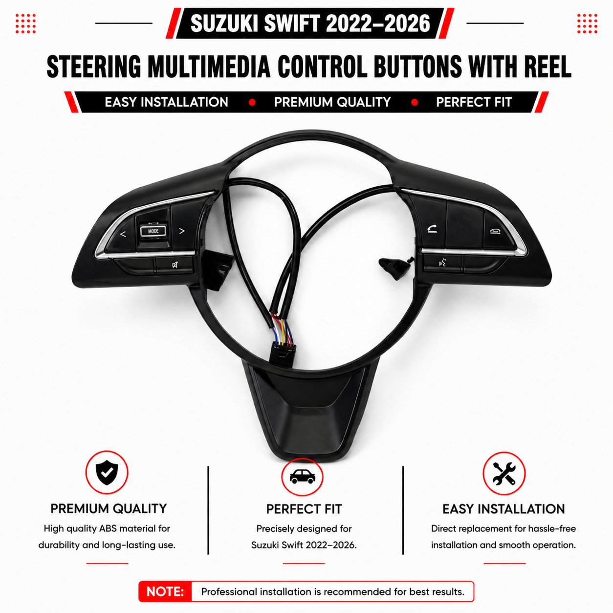 Suzuki Swift 2022–2026 Steering Multimedia Control Buttons with Reel