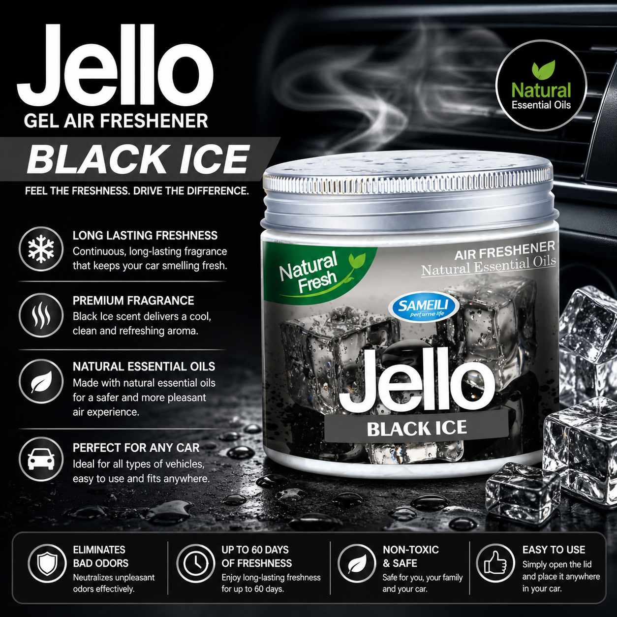 Jello Gel Air Freshener – Black Ice
