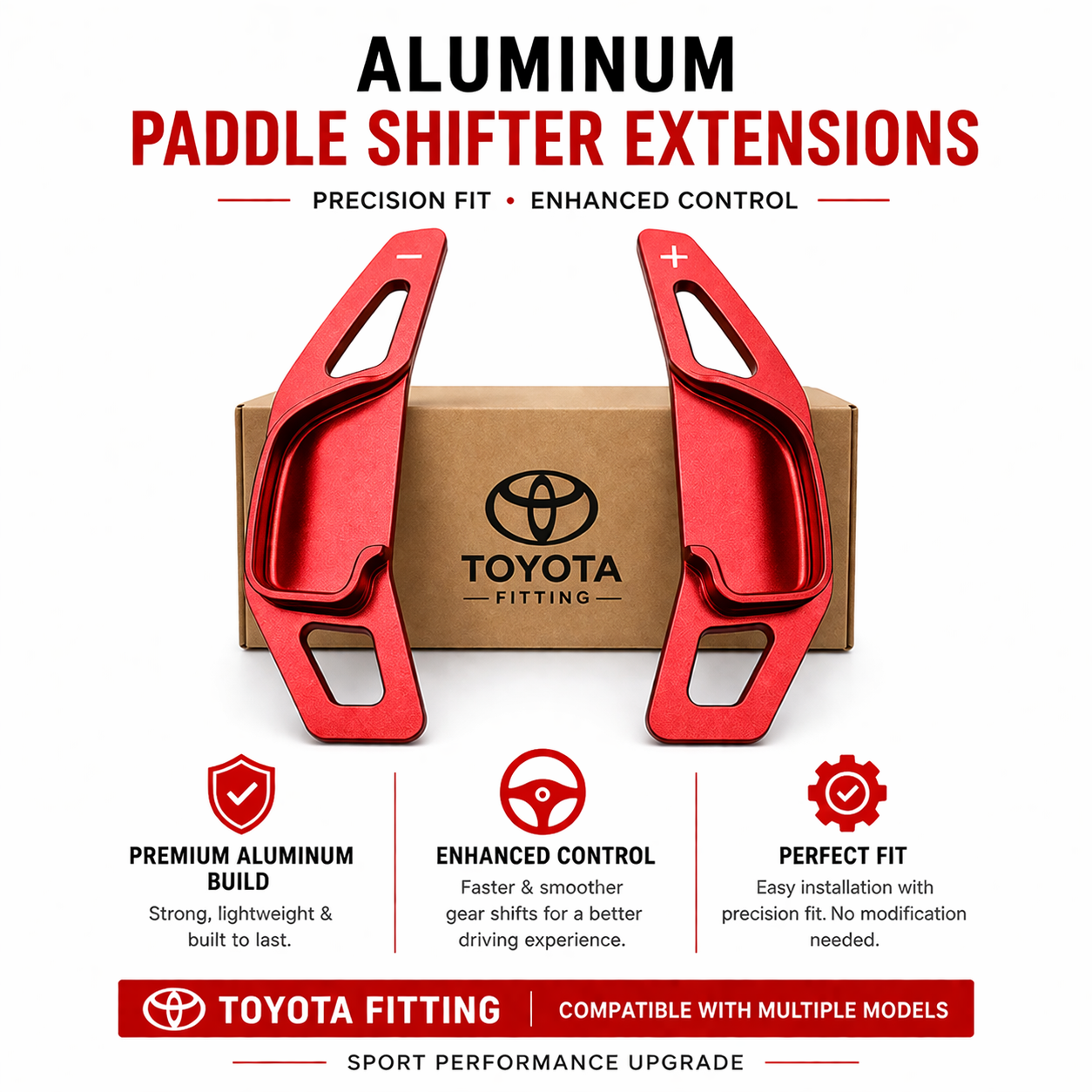 Aluminum Paddle Shifter Extensions – Precision Fit Gear Shift Enhancer (Sport Performance Upgrade) Toyota Fitting