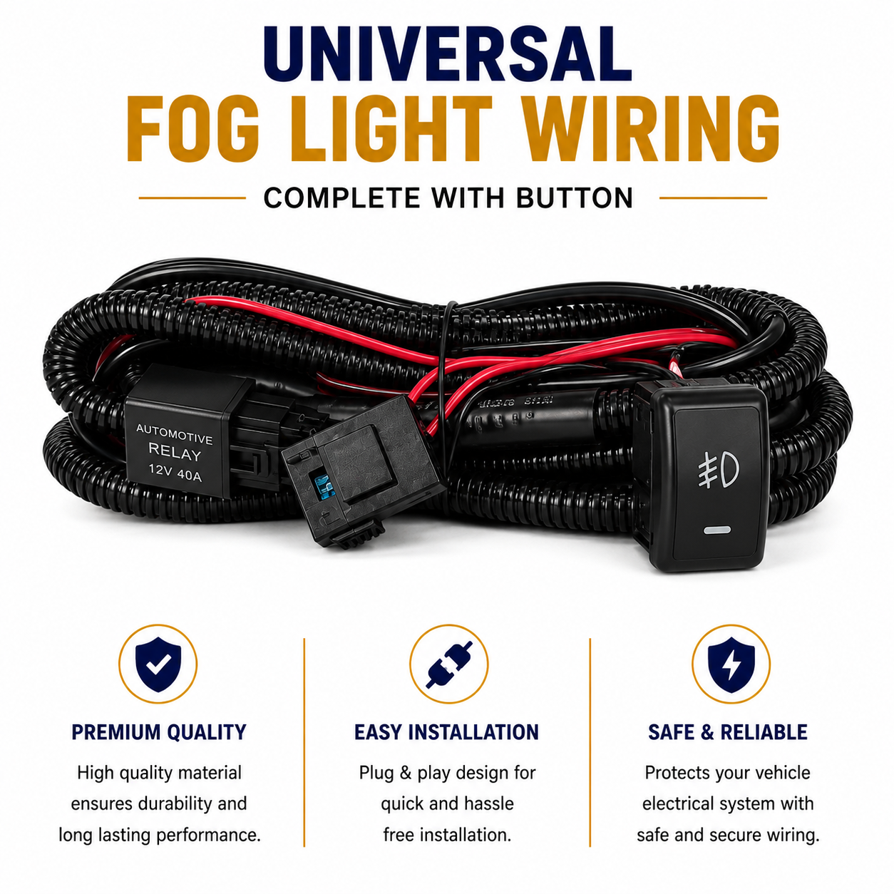 Universal Fog Light Wiring Complete With Button