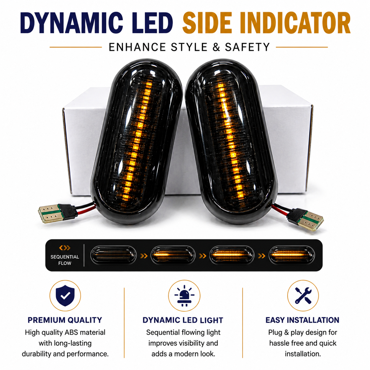 Universal Dynamic Fender LED  Indicator  – Sequential Turn Signal for Cars