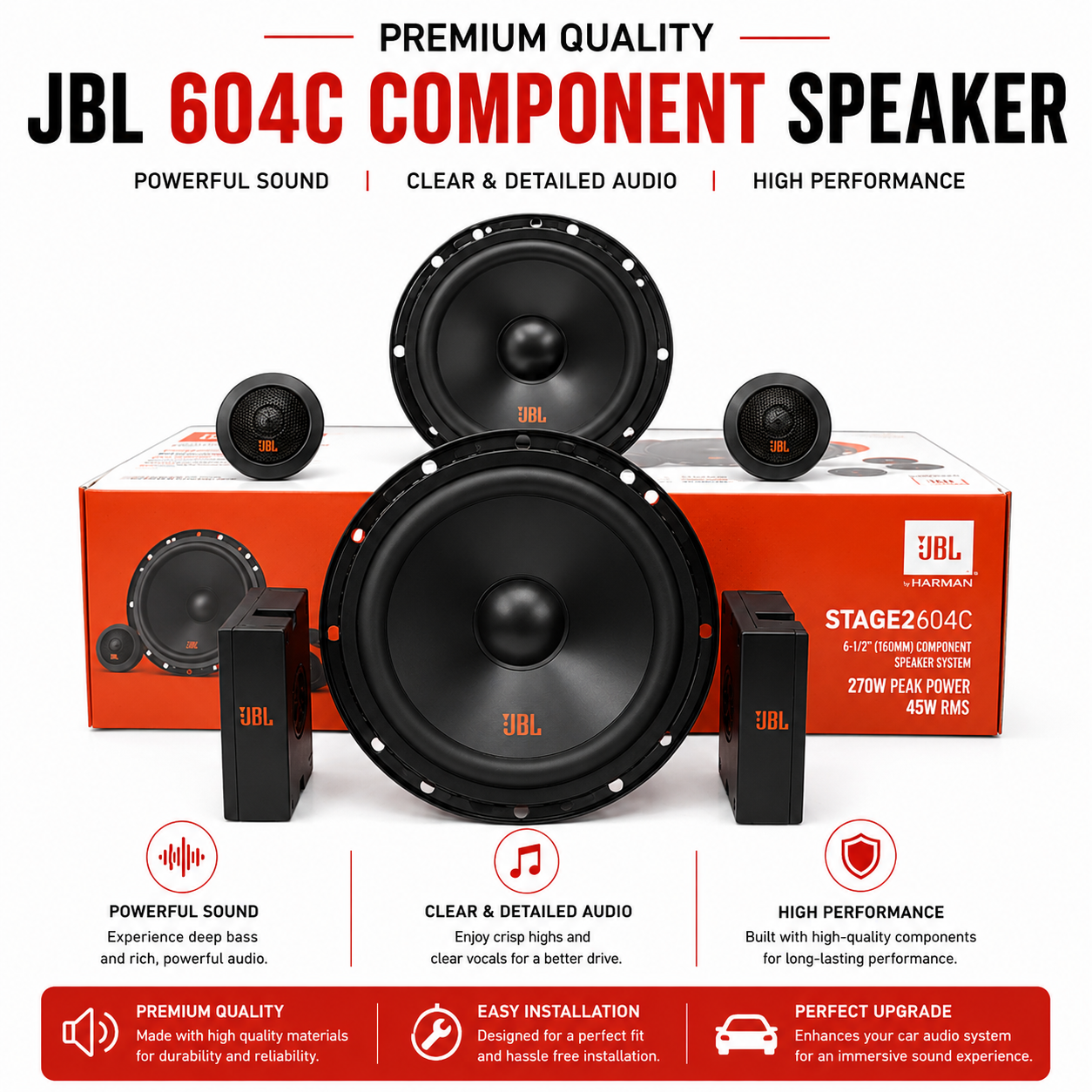 JBL 604C 6.5 Inch Component Speakers – High Performance Car Audio Upgrade
