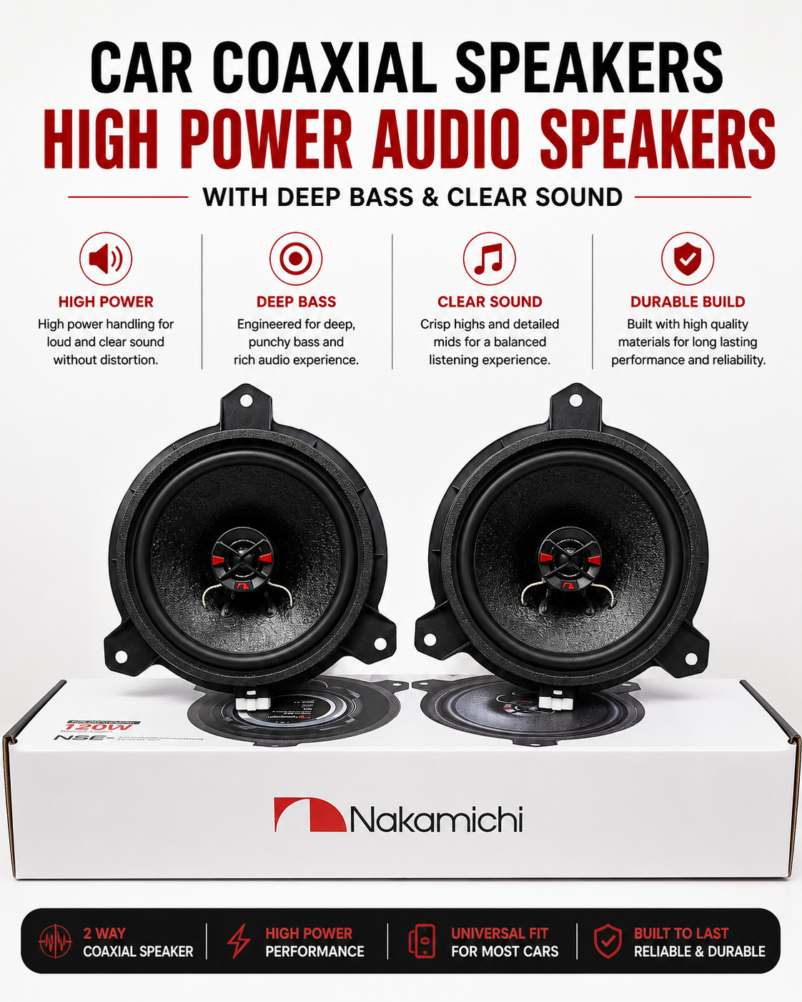 Car Coaxial Speakers – High Power Audio Speakers with Deep Bass & Clear Sound( Retake Pictuers)