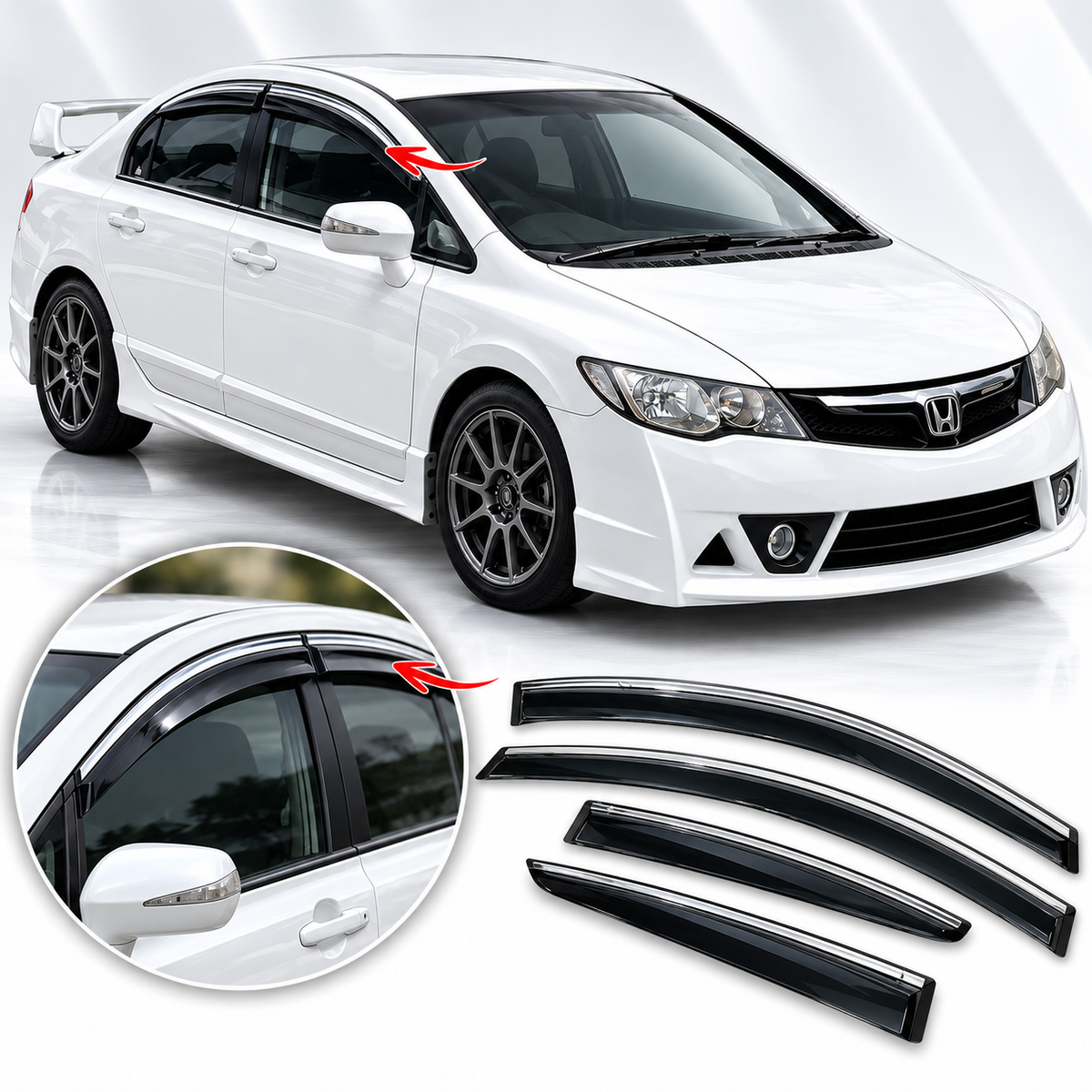 Honda Civic Reborn 2007-2011 TXR Air Press Sun Visor With Chrome