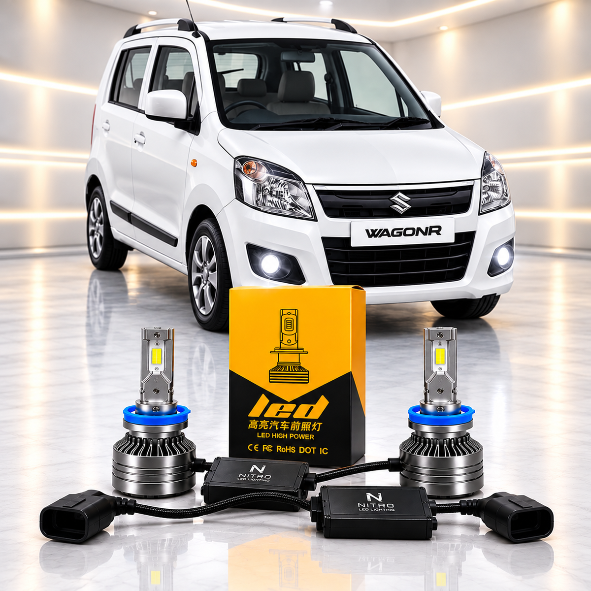Nitro 1000W LED Foglights Fog Beem Bulbs 18 Month Warranty H11 Ultra Bright Car Lighting Upgrade