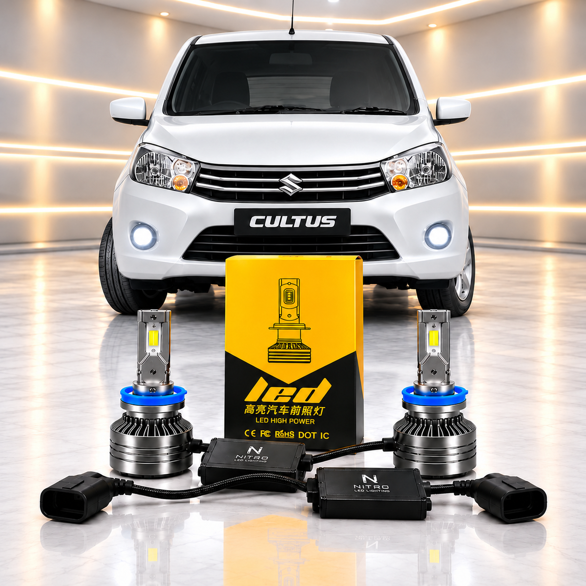Suzuki Cultus 2017-2026 Nitro 1000W LED Fog lights Fog Beem Bulbs 18 Month Warranty H11 Ultra Bright Car Lighting Upgrade