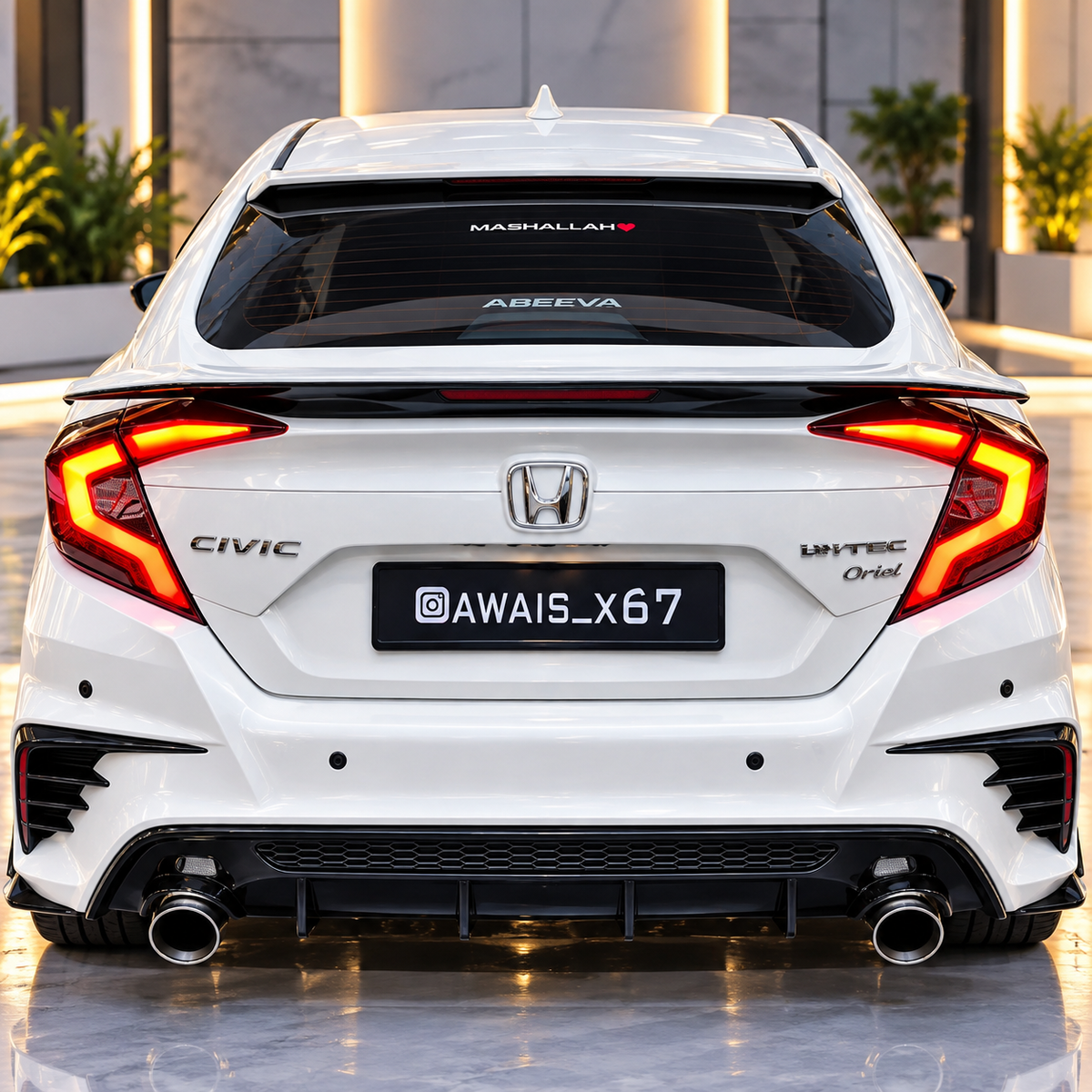 Honda Civic X 2016-2021 Red Tail Lights Version 5 - Back Lamps - Rear Lamps