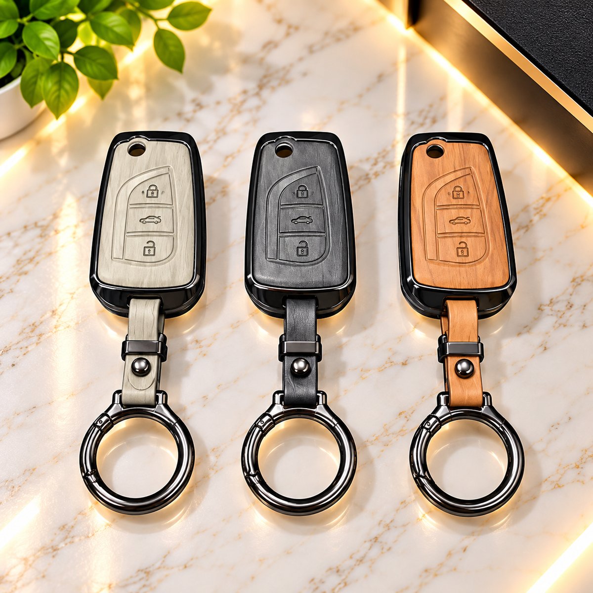 Toyota Grande Flip Metal Leather Key Cover/Key Case/Remote Cover