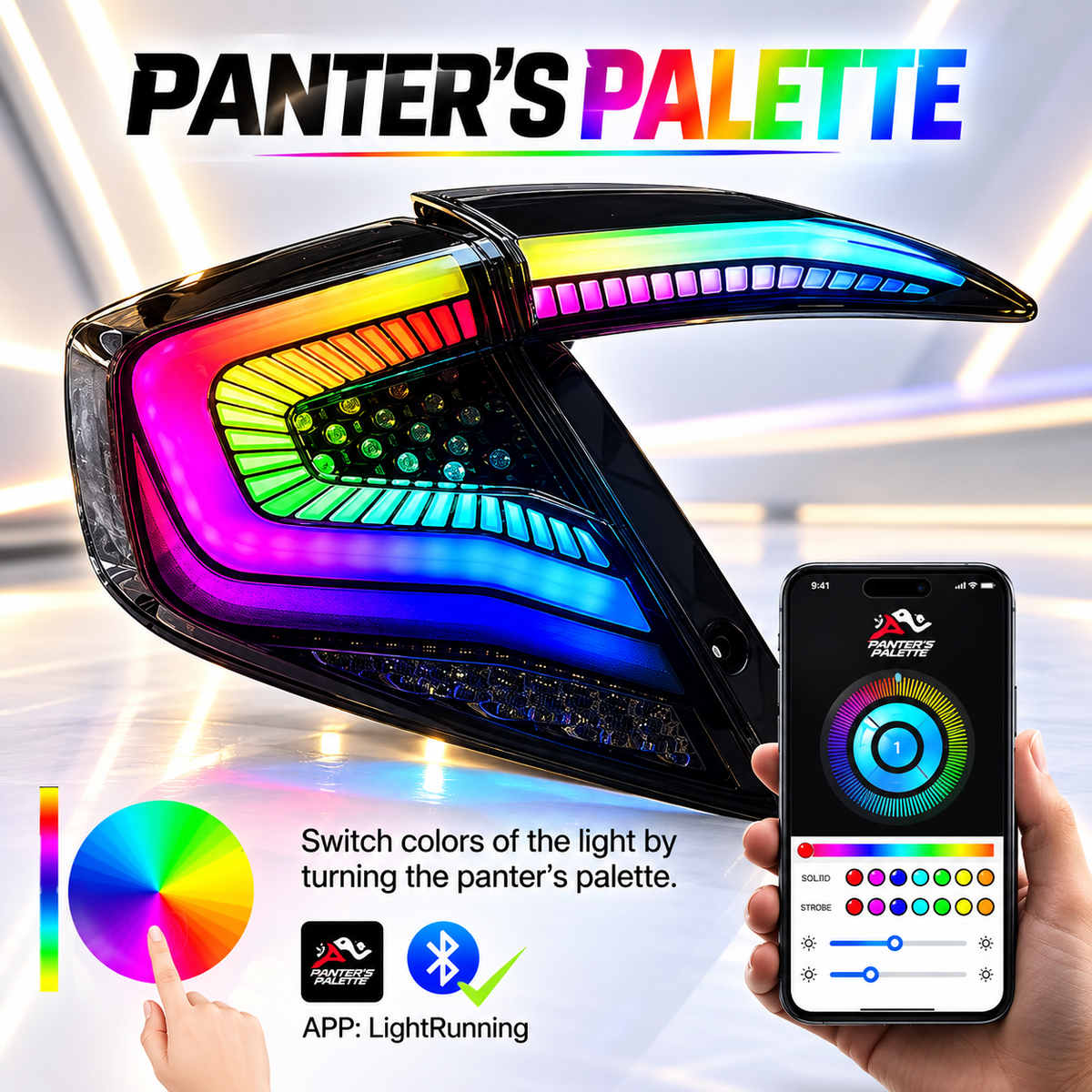 Honda Civic X 2016-2021 RGB Snake Style Tail Lights Version 7 - Back Lamps - Rear Lamps