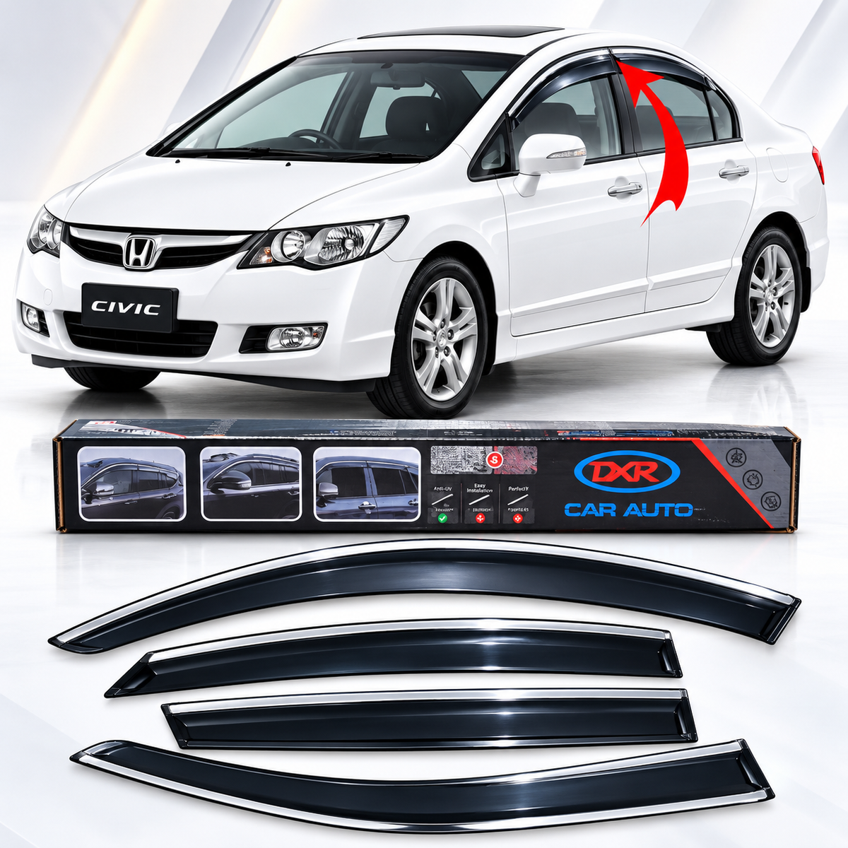 Honda Civic Reborn 2007-2011 TXR Air Press Sun Visor With Chrome