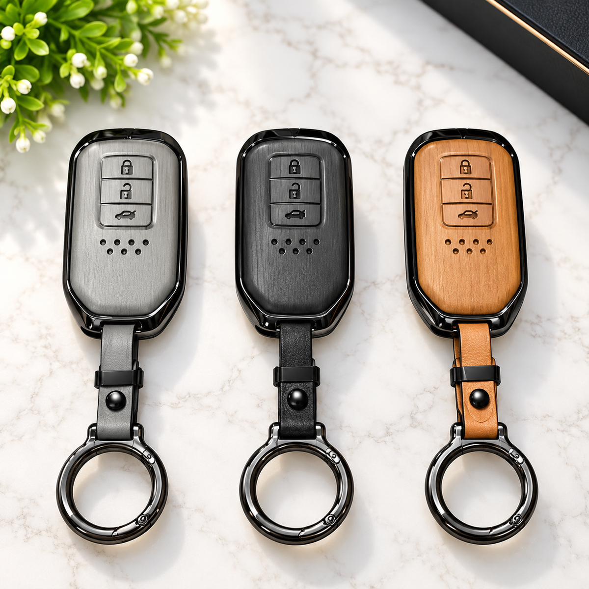 Honda Civic X 2016-2021 Metal Leather Key Cover/Key Case/Remote Cover
