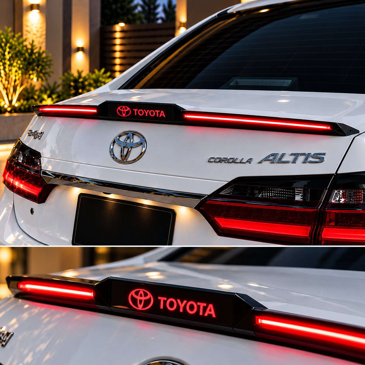 Toyota Logo Universal Car Spoiler LED Brake Light Strip 3 Pcs