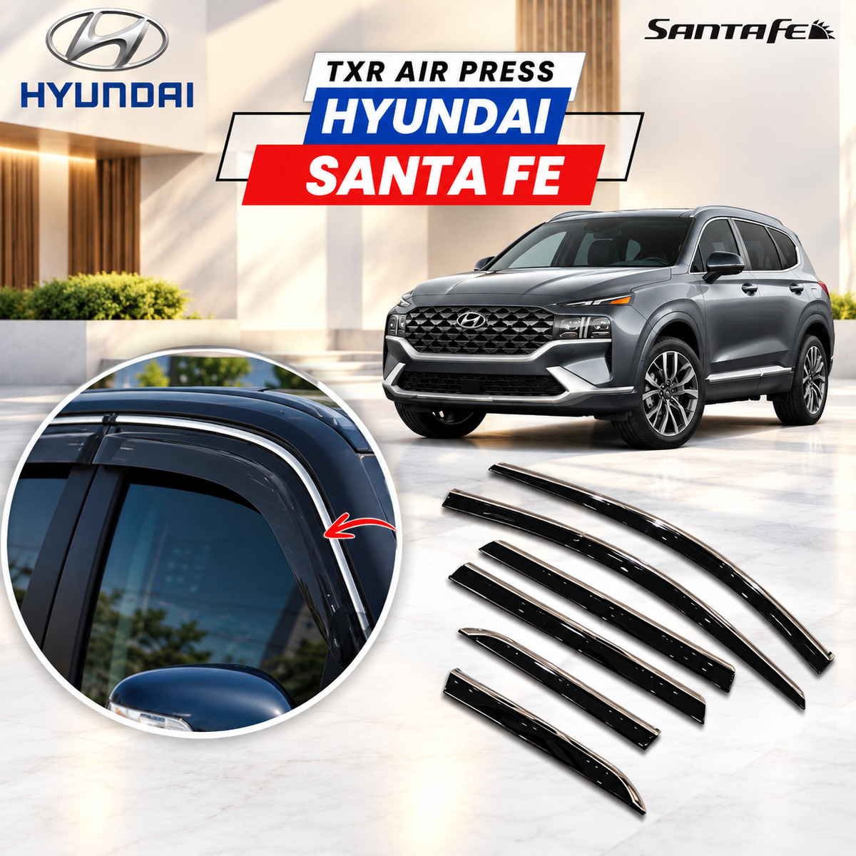 Hyundai Santa Fe 2019-2025 TXR Air Press Sun Visor With Chrome
