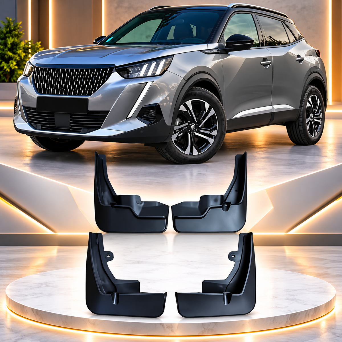 Peugeot 2008 4pcs Black Mud Flaps