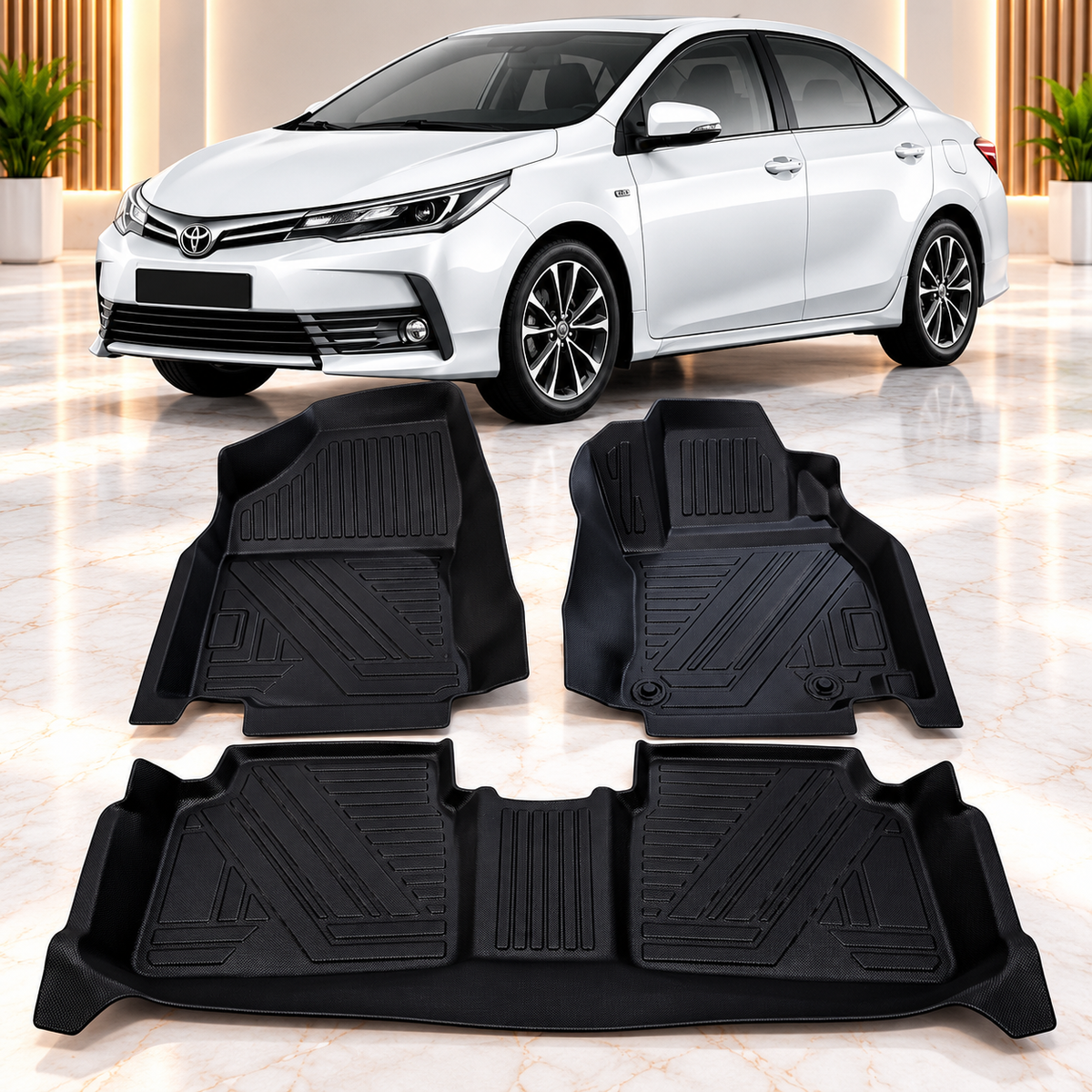 TPE Floor Mats for Toyota Corolla 2018-2020 – Anti-Slip, Waterproof & Easy to Clean - Car Matts Interior