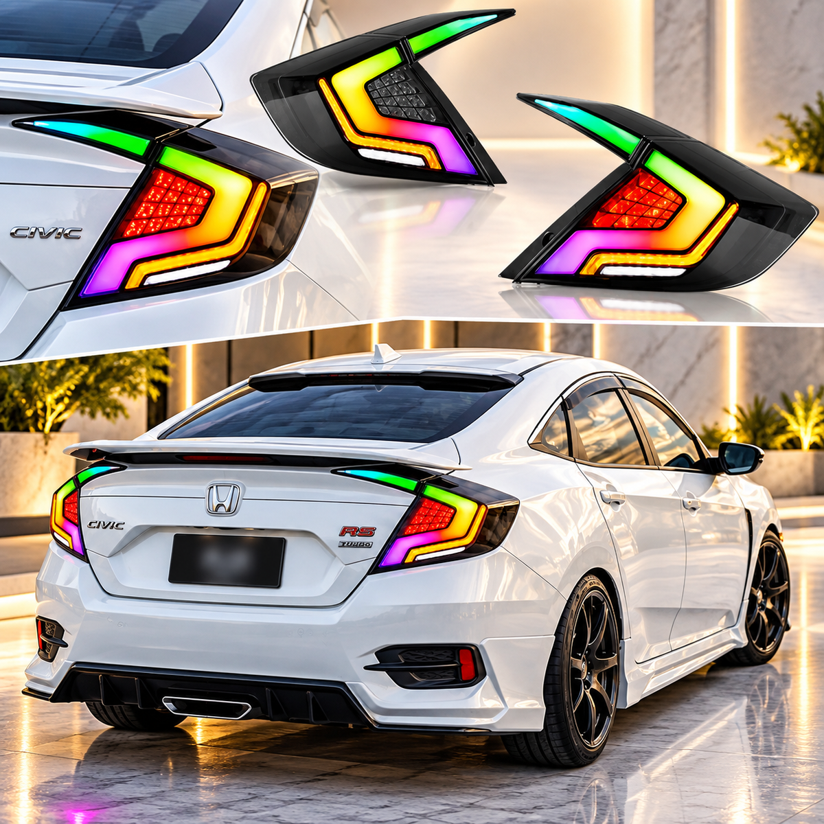 Honda Civic X 2016-2021 RGB Tail Lights Version 5 - Back Lamps - Rear Lamps