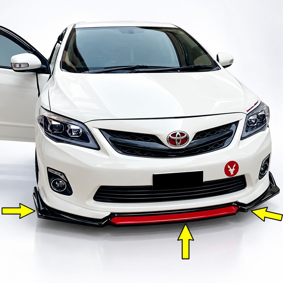 Universal Car Bumper Splitter Red Lip Line 4pc - Front Bumper Kanart