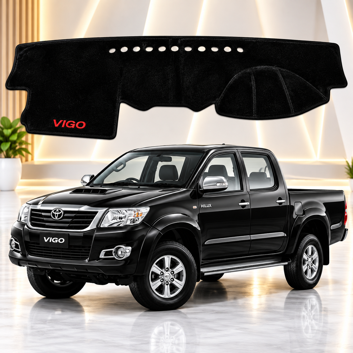 Toyota Hilux Vigo Dashboard Mat Velvet Non-Slip Dash Cover – Custom Fit Sun Protection