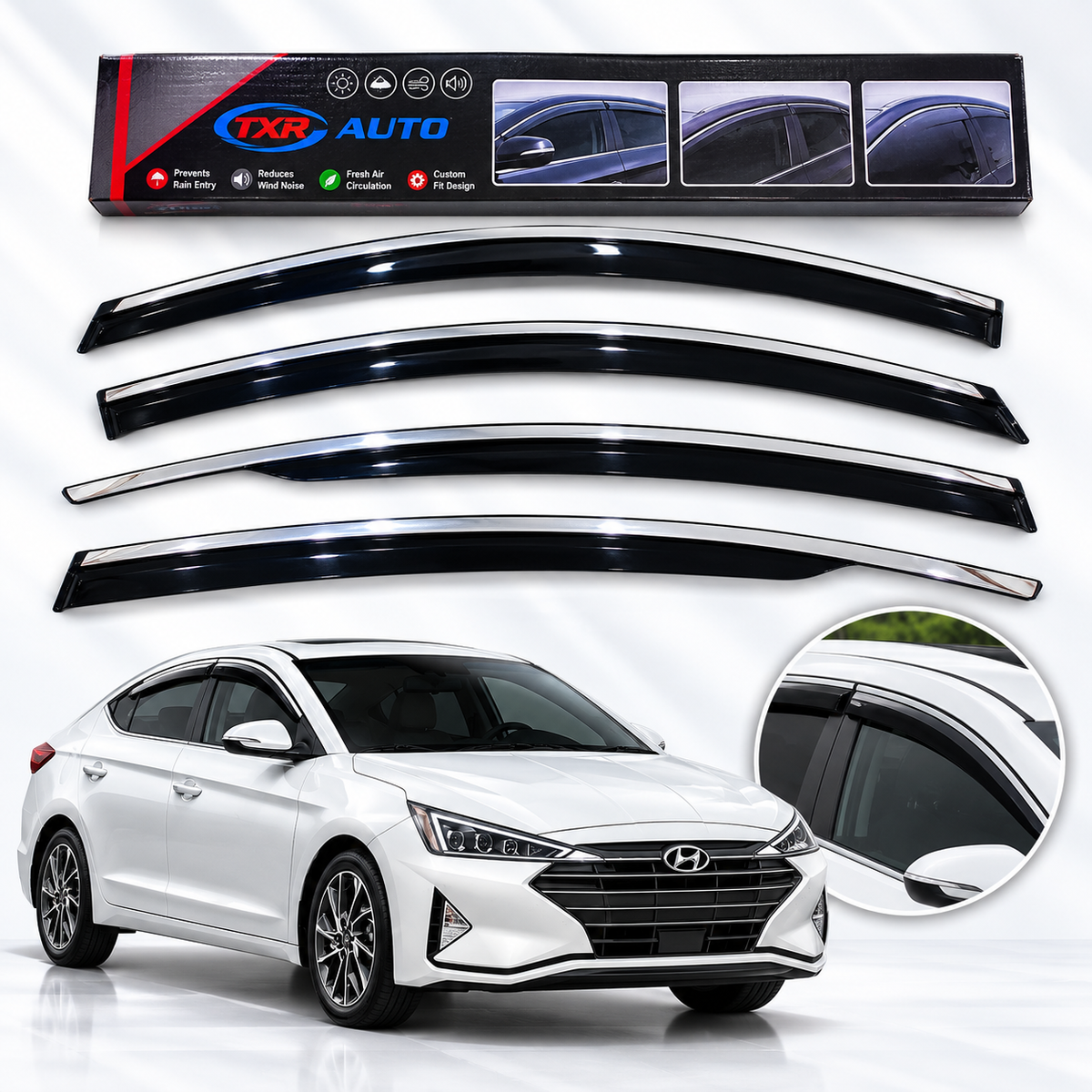Hyundai Elentra 2018-2024 TXR Air Press Sun Visor With Chrome