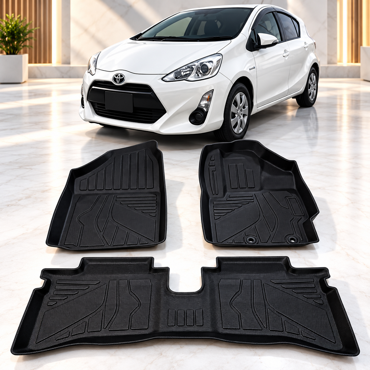 TPE Floor Mats for Toyota Aqua – Anti-Slip, Waterproof & Easy to Clean - Car Matts Interior