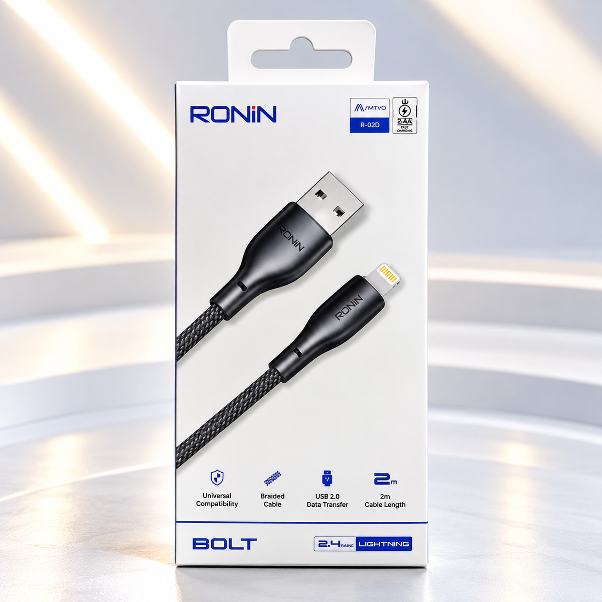 Ronin R-2030 USB To Iphone Cable - Black